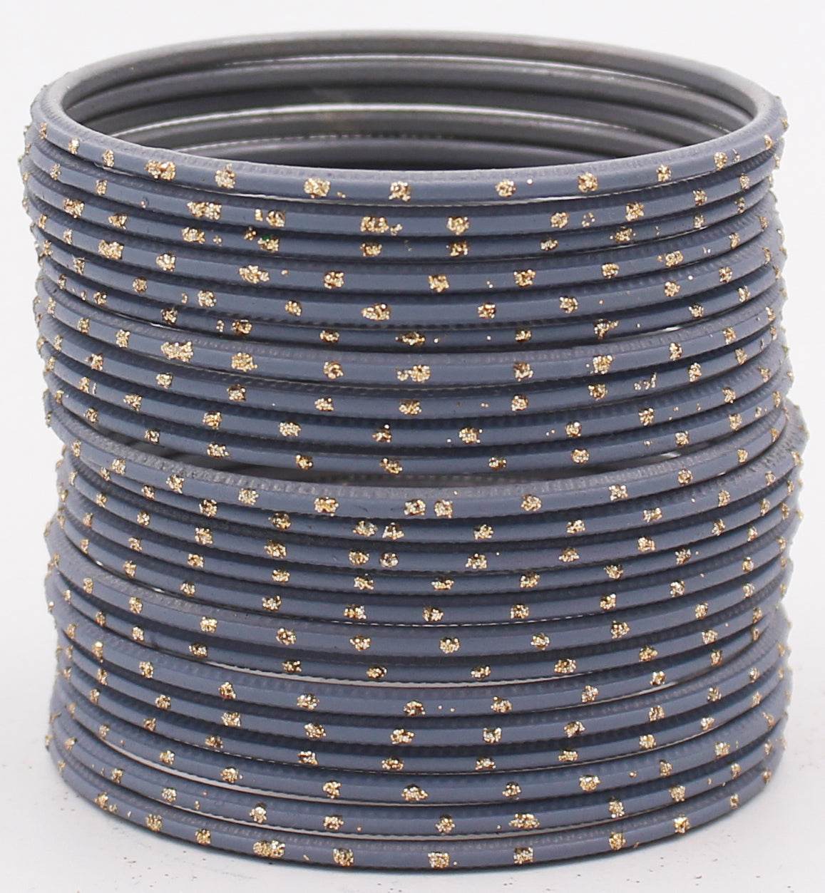 Set of 24 Plain Matte Textured Metal Bangles By T4 Jewels Grey T4 Jewels