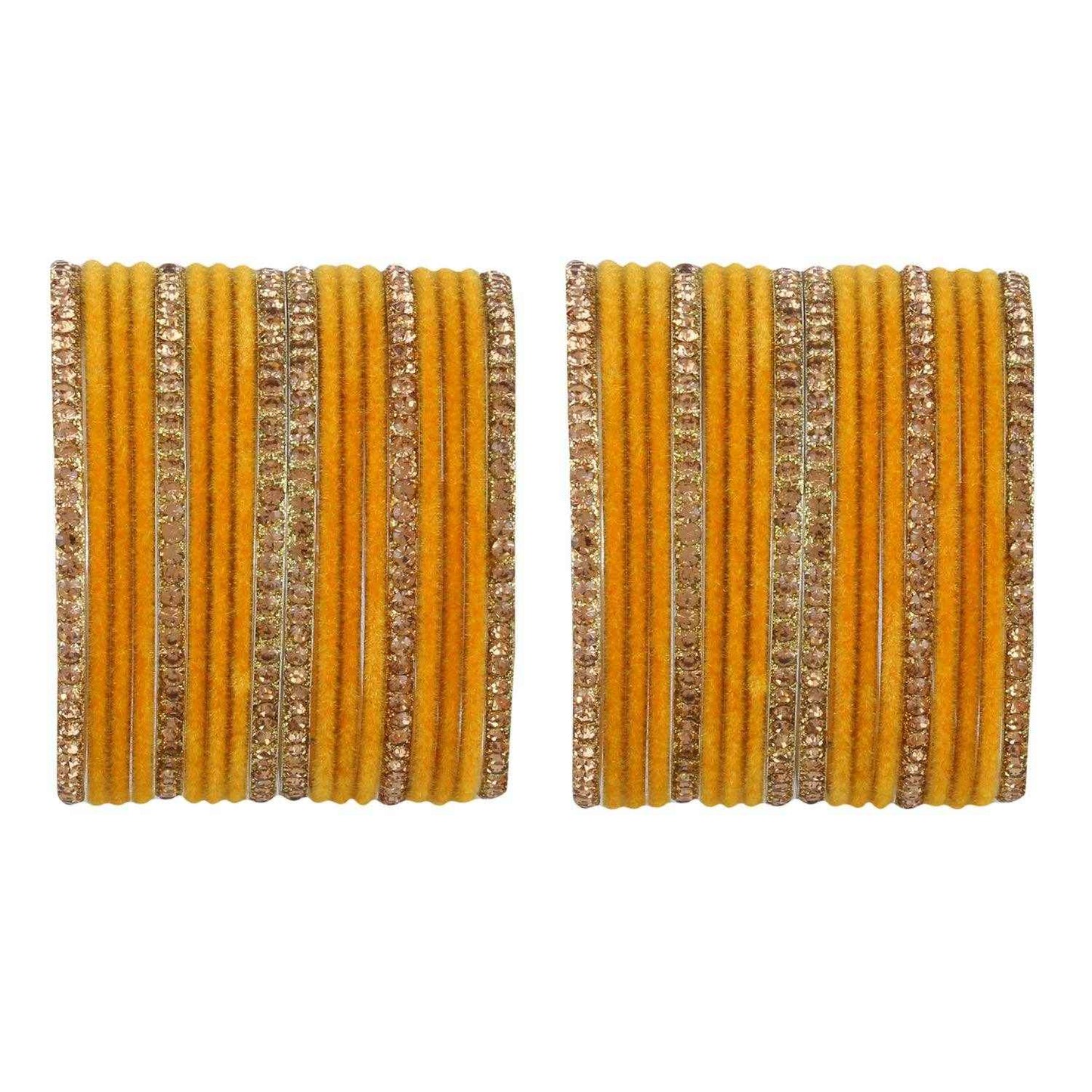 T4 Jewels Velvet Bangle Set With Golden Bangles-69