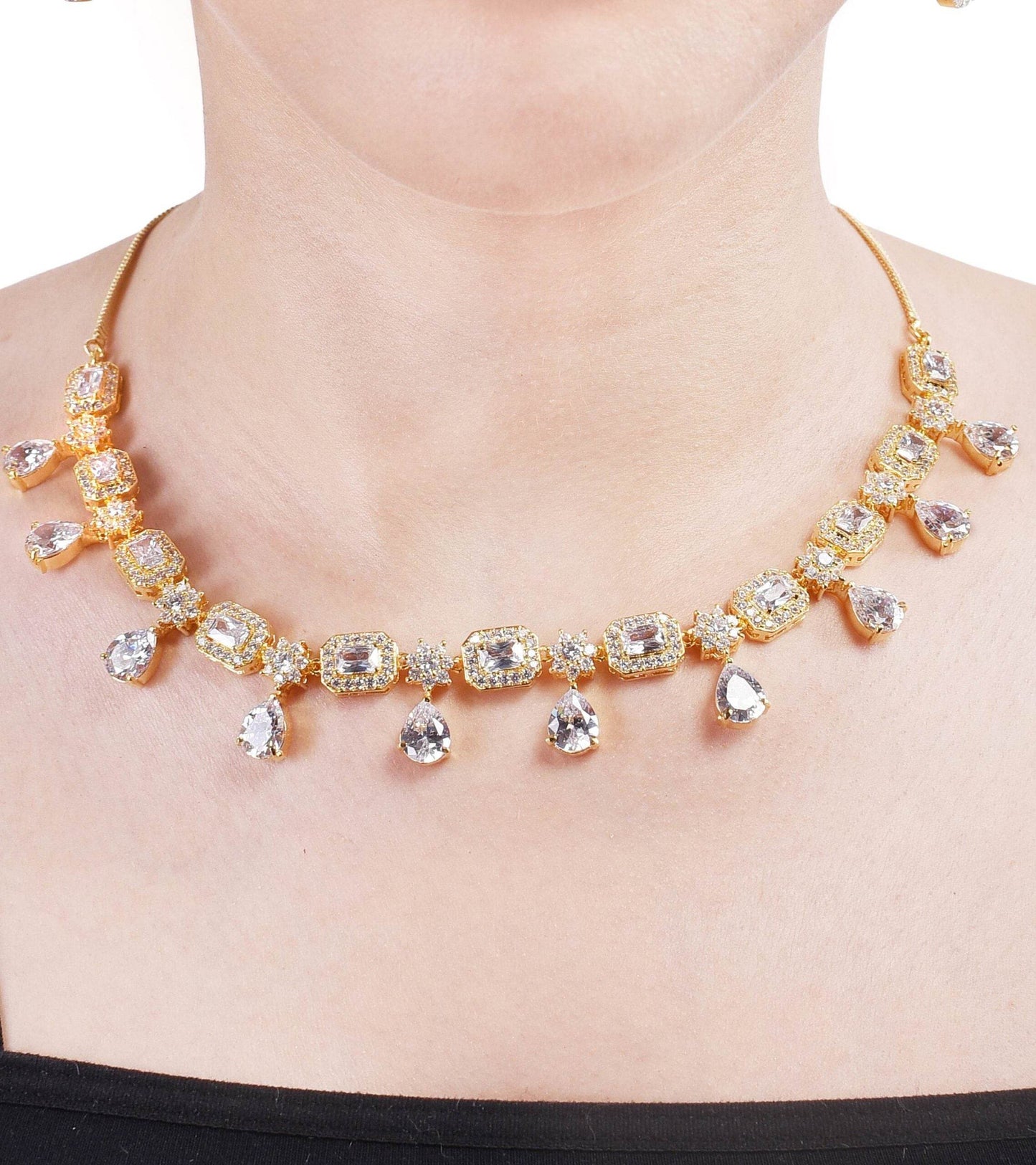 Spectacular Handcrafted CZ Necklace Set - An Exquisite and Unique Jewelry Piece T4 Jewels