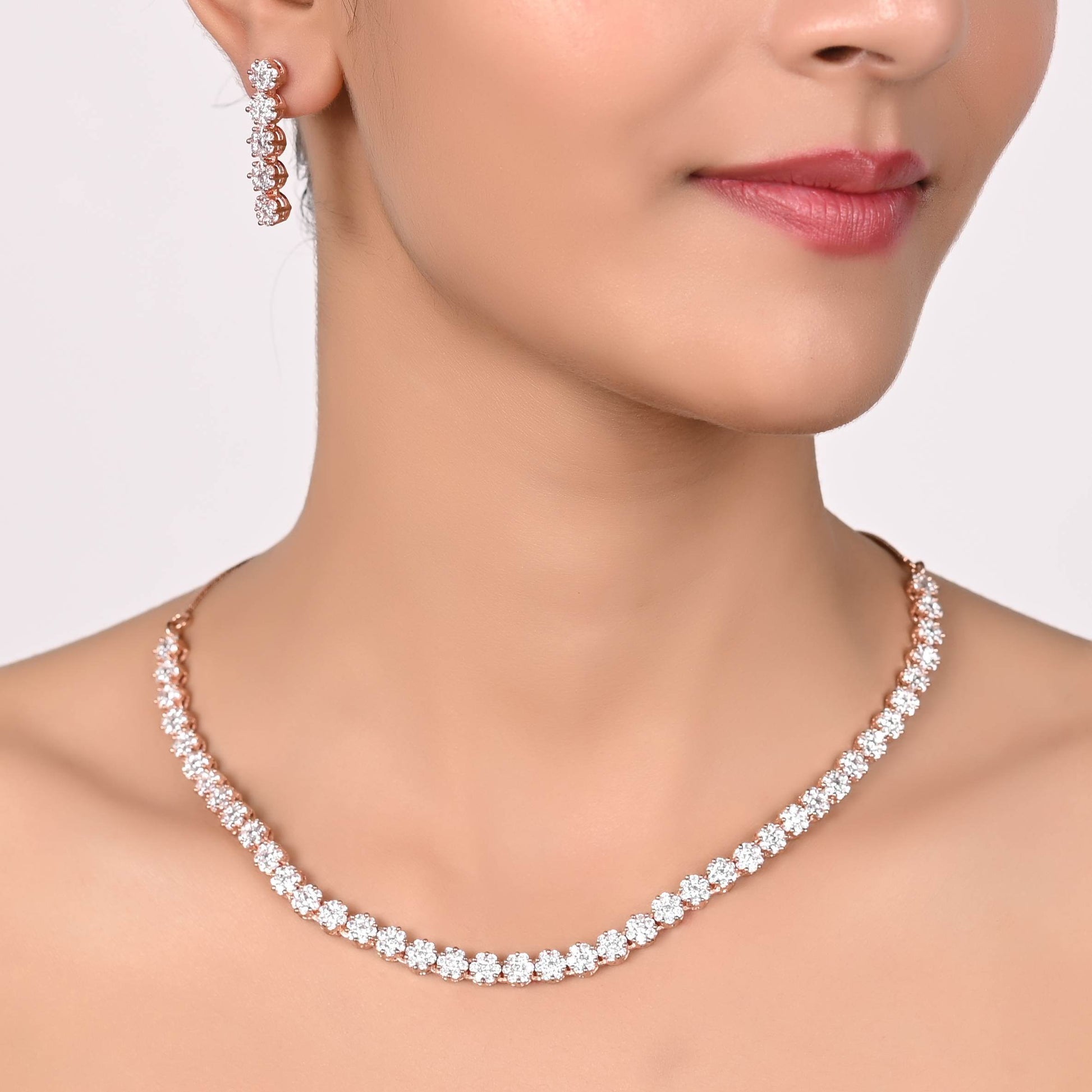 Stunning Handmade CZ Necklace Set - An Eye-Catching Piece - T4 Jewels