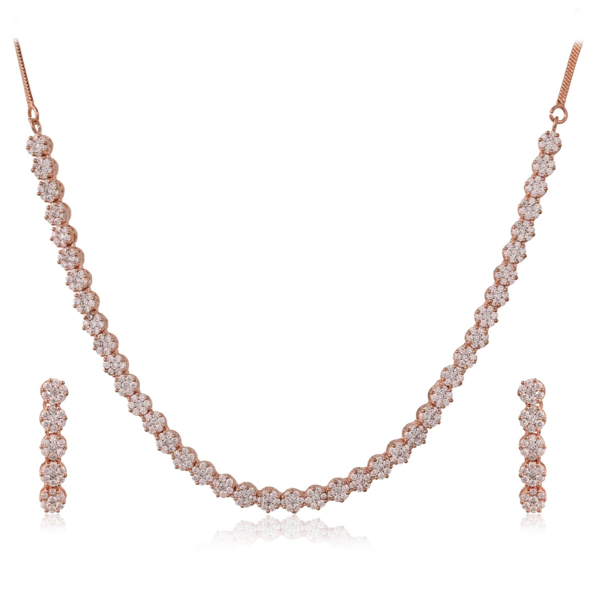 Stunning Handmade CZ Necklace Set - An Eye-Catching Piece - T4 Jewels