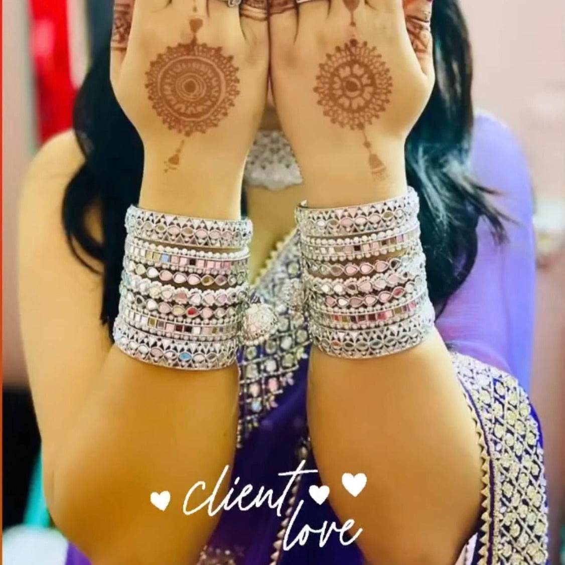Traditional Mirror Bangle Set with Jhumki by T4 Jewels Silver T4 Jewels