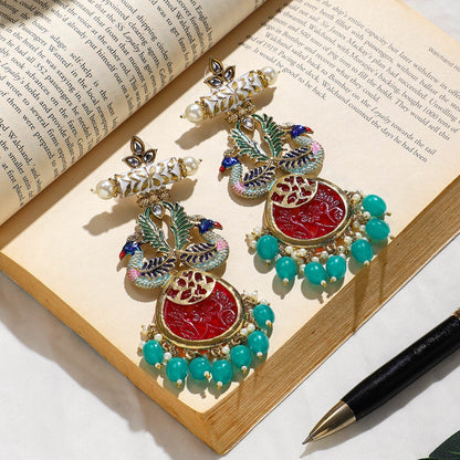 Beaded Jhumki Earring with Glass Stone by T4 Jewels T4 Jewels