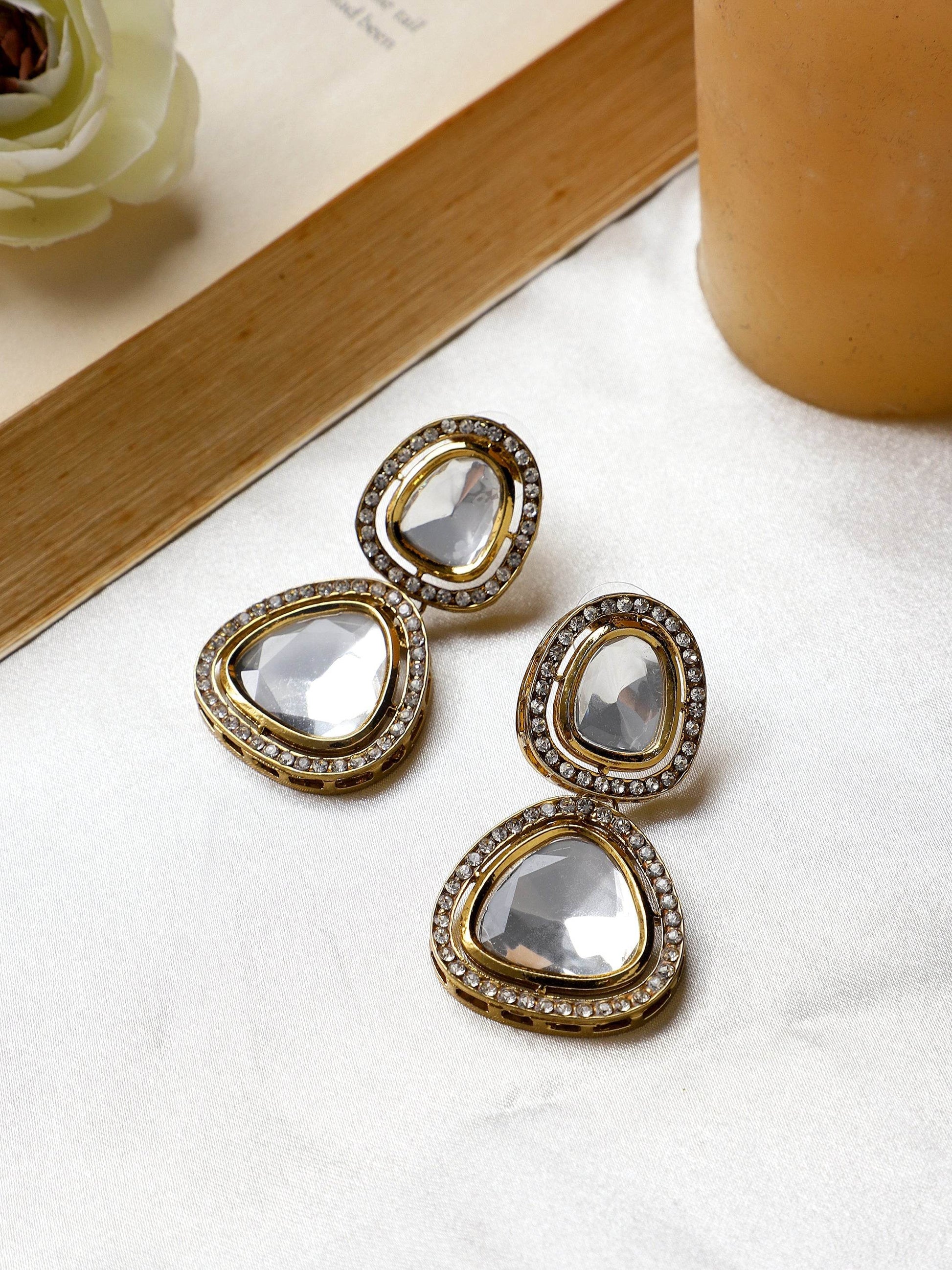 Traditional Kundan Earring with stone border by T4 Jewels silver T4 Jewels