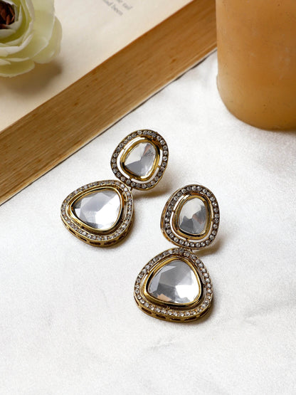 Traditional Kundan Earring with stone border by T4 Jewels silver T4 Jewels