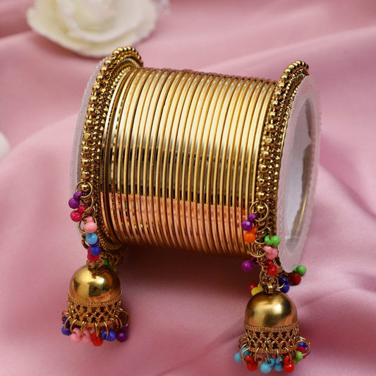 Traditional Shining Silver Jhumki Set Golden T4 Jewels