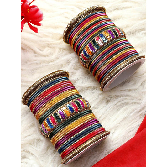 Beautiful Partywear Bangle set with Sequence Work Multi T4 Jewels