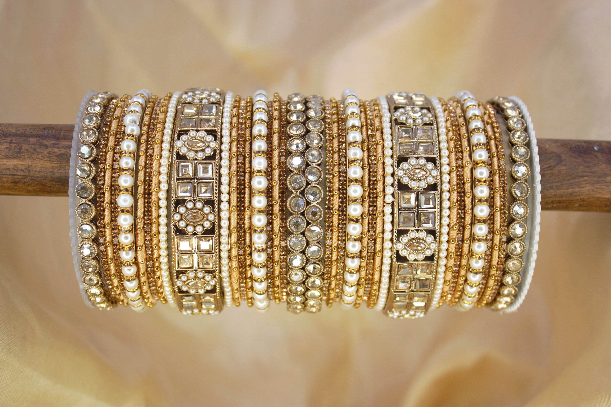 Rich Texture bangle set with Silk thread Bangles by T4 Jewels Golden T4 Jewels