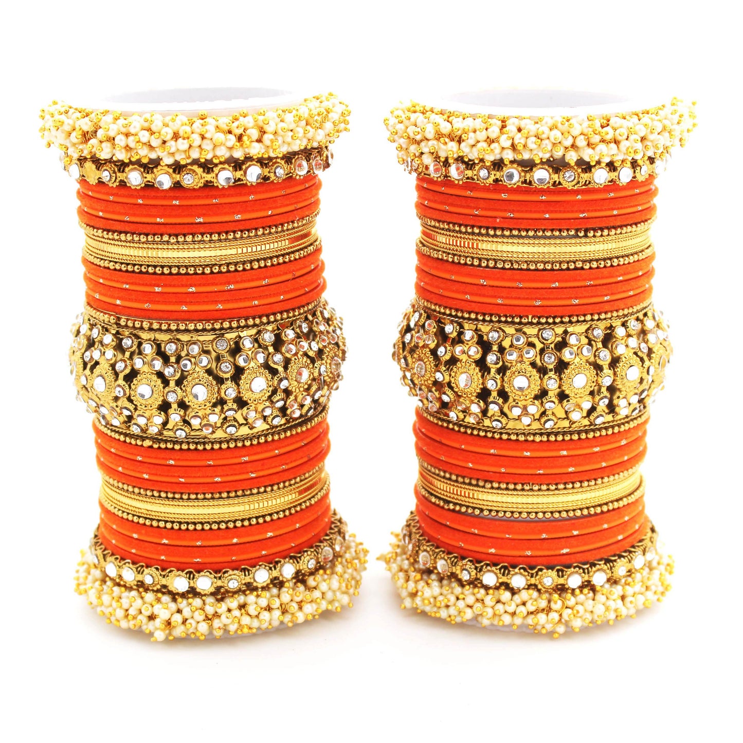 Traditional long bridal set by T4 Jewels for both hands Orange T4 Jewels