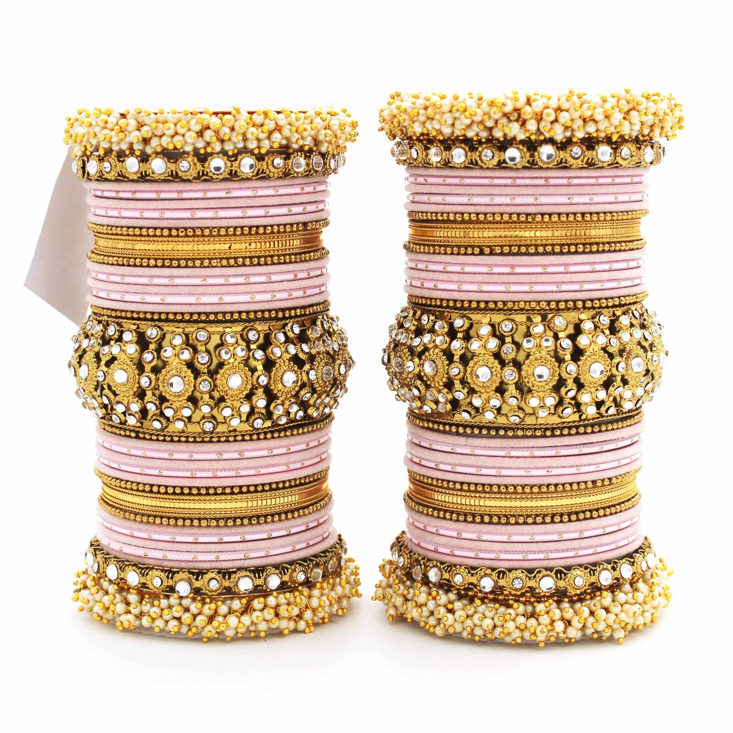 Traditional long bridal set by T4 Jewels for both hands Baby Pink T4 Jewels