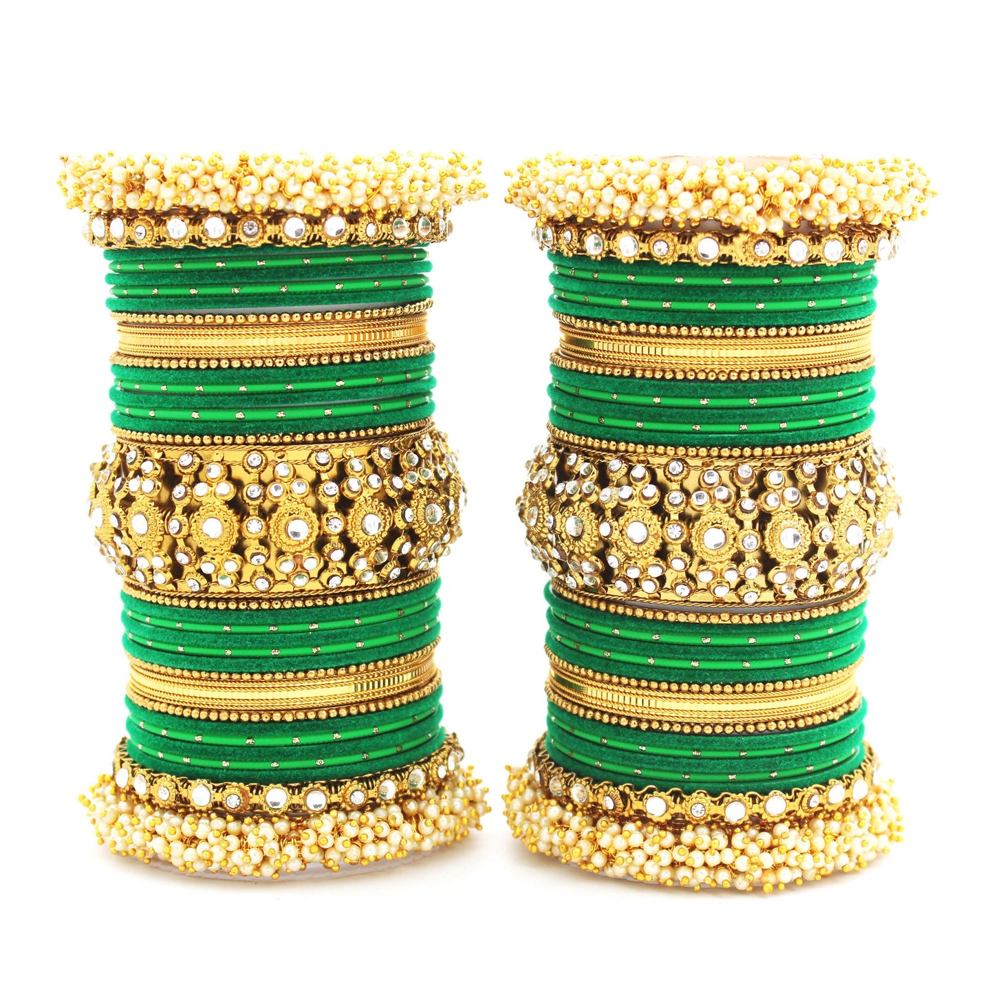 Traditional long bridal set by T4 Jewels for both hands Green T4 Jewels