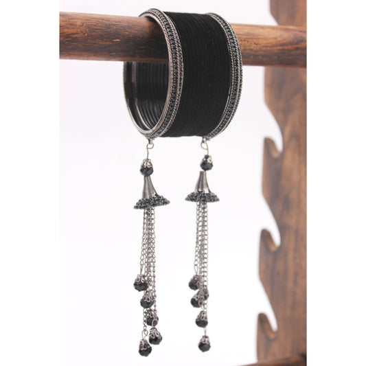 Fancy Black Jhumki and Black Velvet Bangles by T4 Jewels T4 Jewels