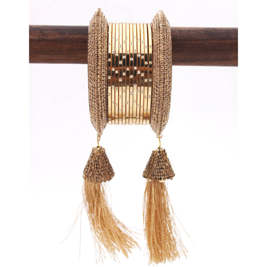 Golden tassel Latkans with Shining Metal Bangles by T4 Jewels T4 Jewels