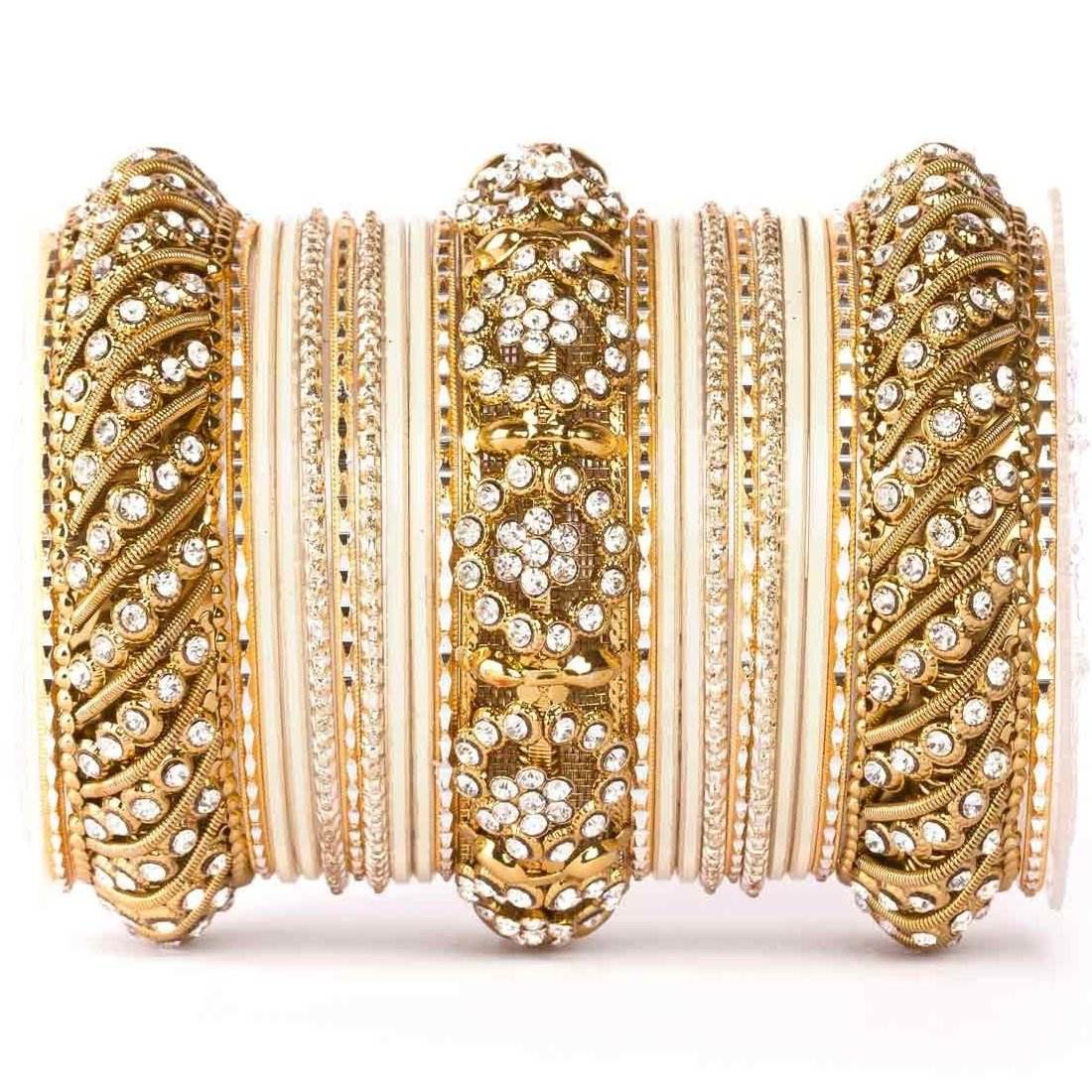 Solid Colored Bangle Set For One Hand Beige T4 Jewels