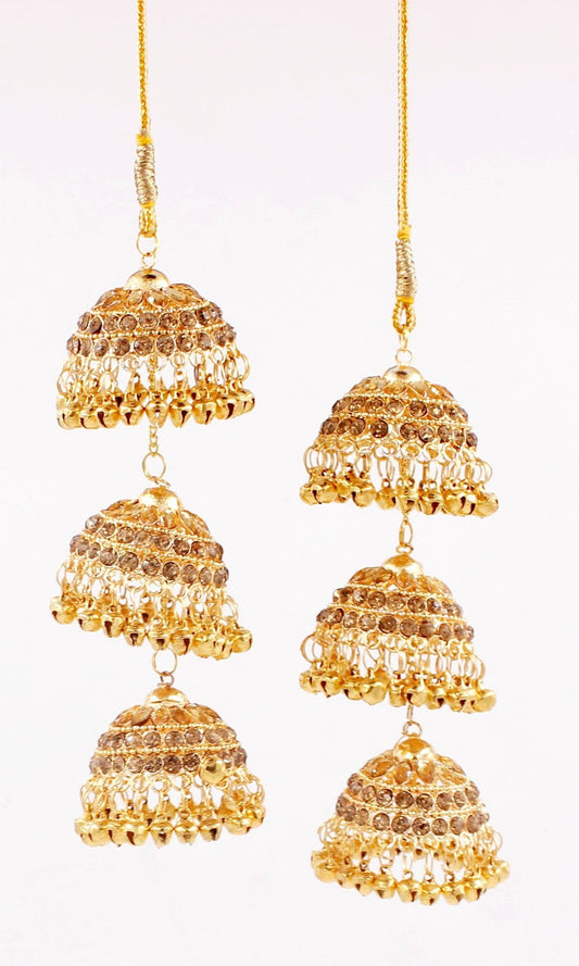 Traditional Golden Stone Three-Tier Kaleere by T4 Jewels T4 Jewels