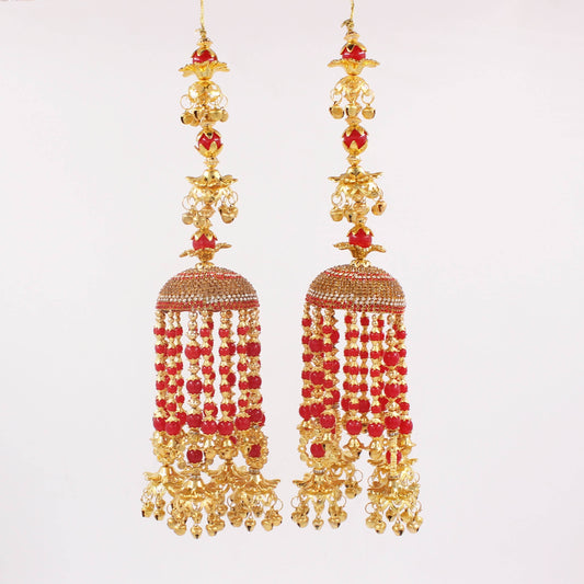 Traditional Jhumar Style Kaleere in Red by T4 Jewels T4 Jewels