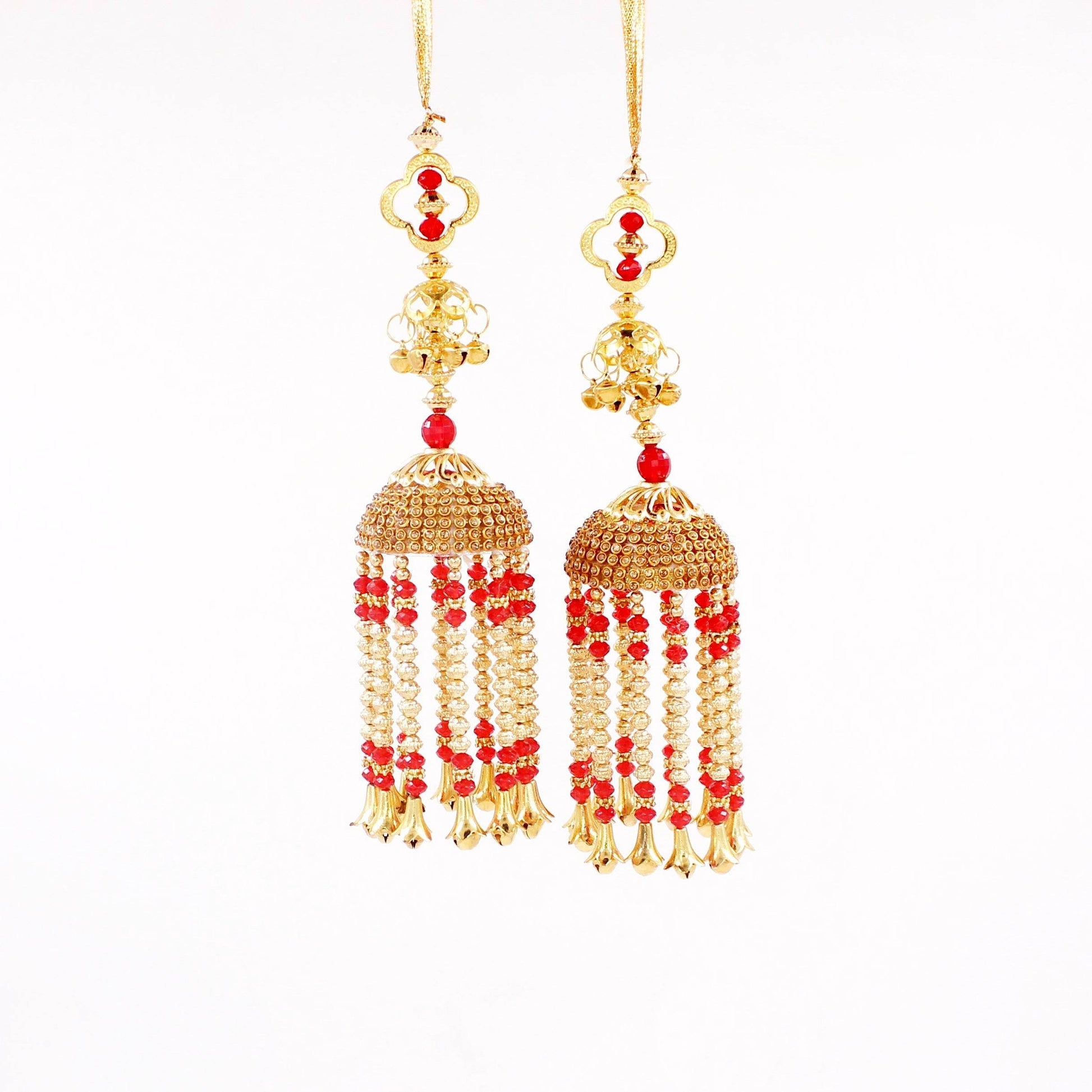 Traditional Red Jhumar Kaleere with white Moti Work by T4 Jewels T4 Jewels