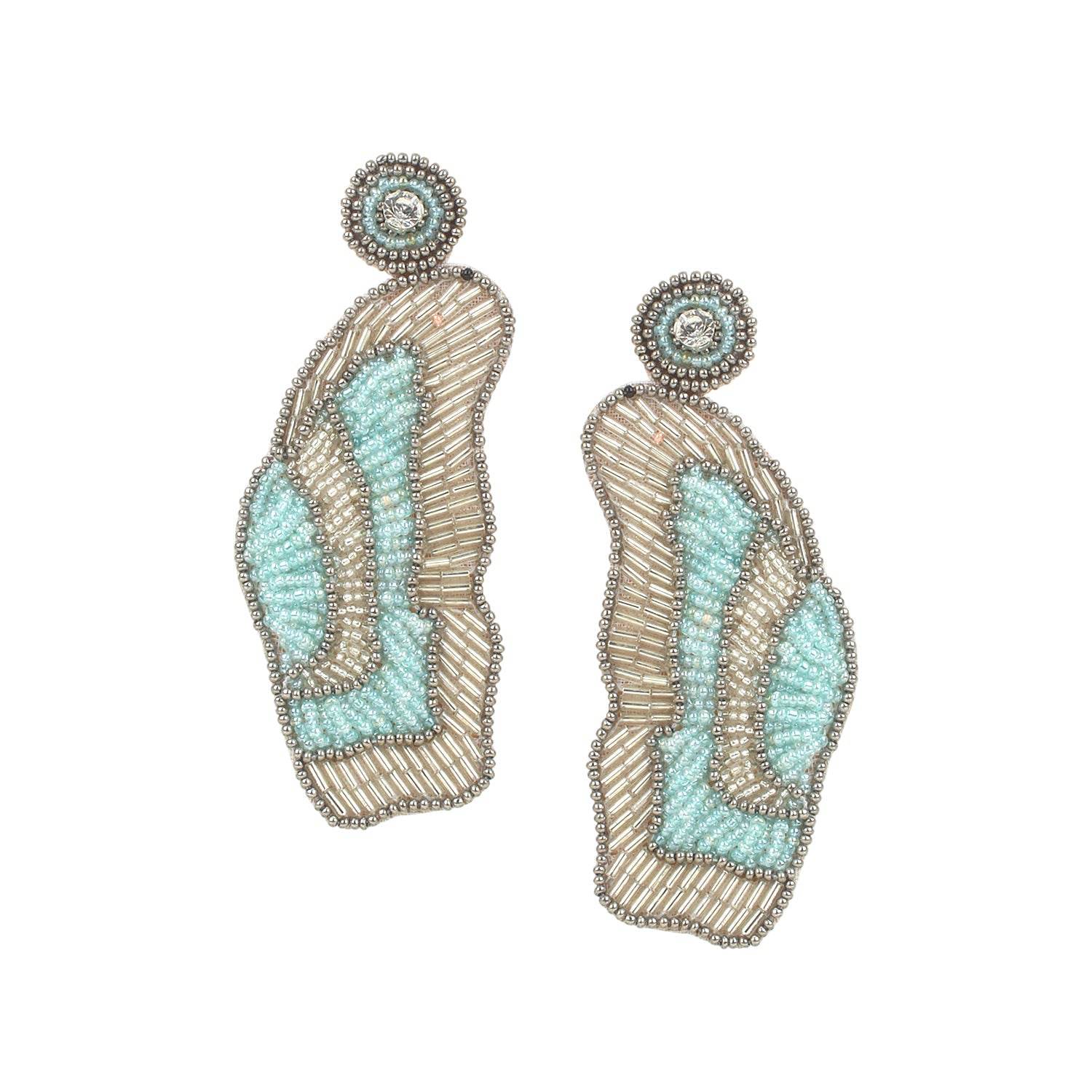 Beautiful Rose Shaped Handmade Earring by T4 Jewels Sky Blue T4 Jewels