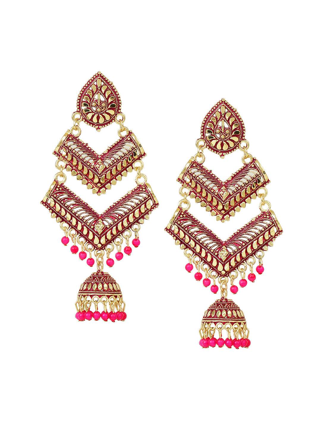 Traditional 3 Tier Jhumki Earring by T4 Jewels Rani T4 Jewels