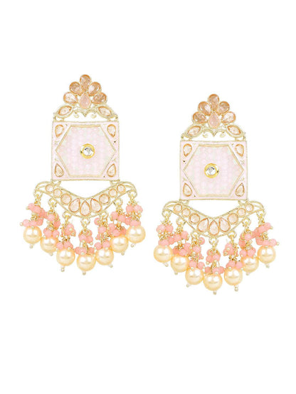 Traditional Beaded Jhumki Earring by T4 Jewels Pink T4 Jewels