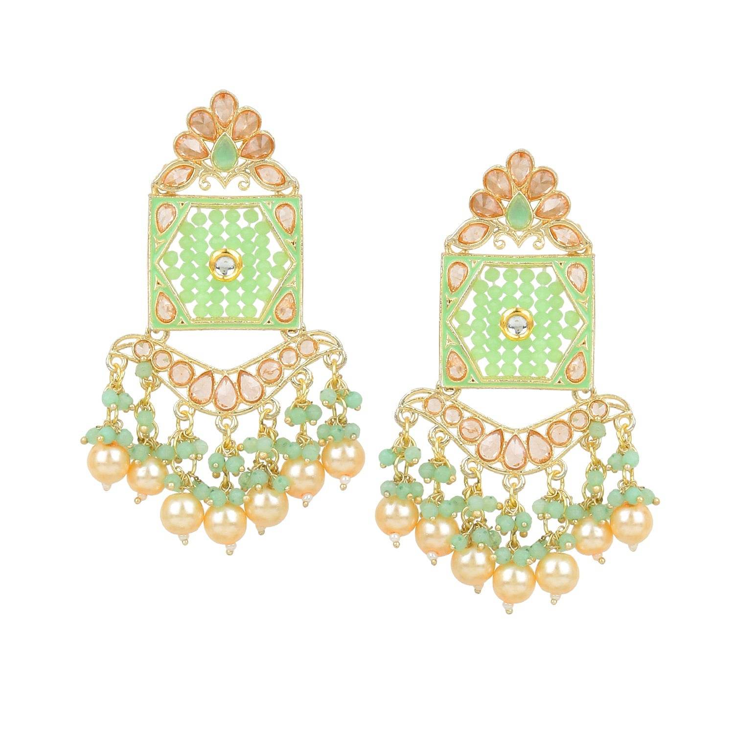 Traditional Beaded Jhumki Earring by T4 Jewels Parrot Green T4 Jewels