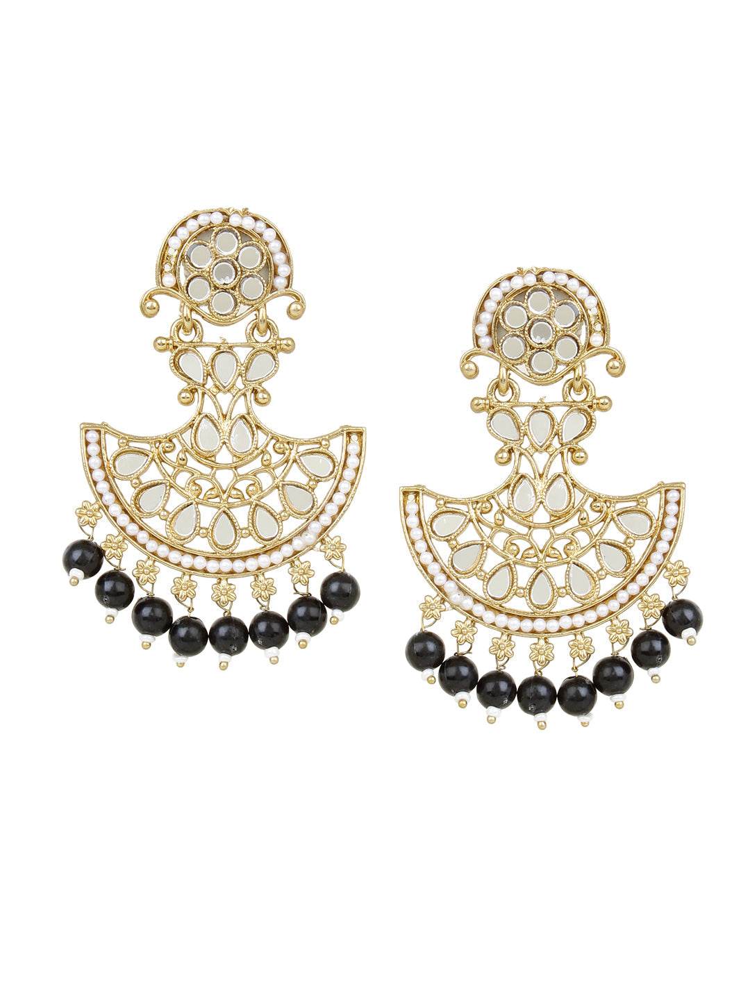 Traditional Mirror Jhumki Earring by T4 Jewels Black T4 Jewels