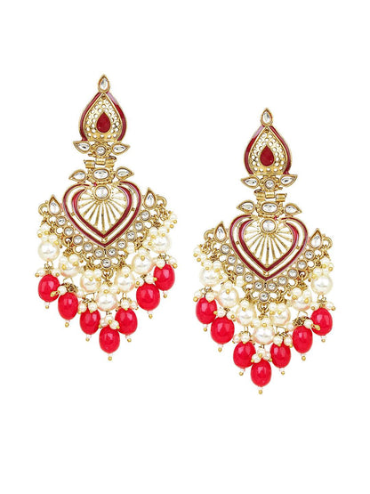 Jhumki Earring with Meenakari by T4 Jewels Red T4 Jewels