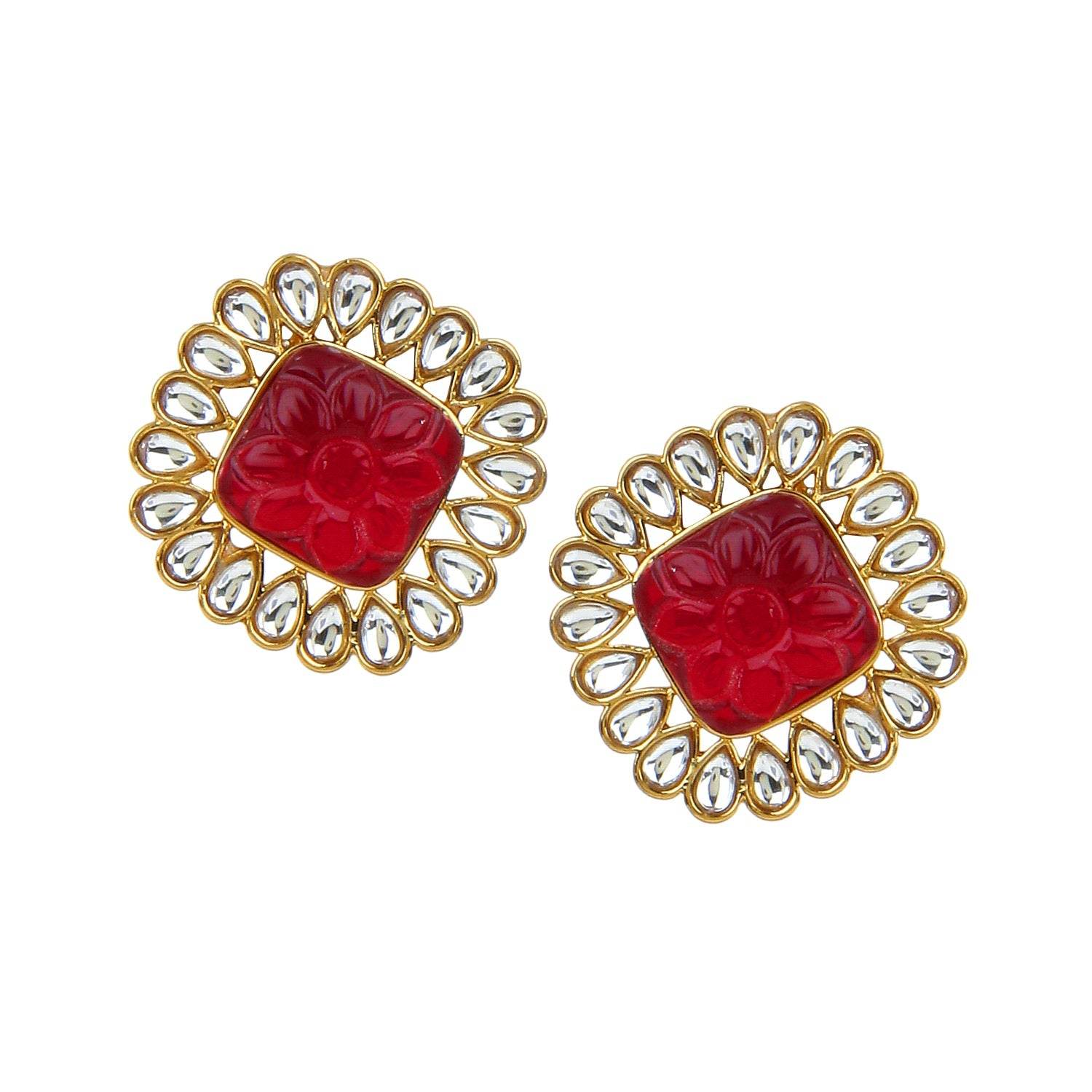 Traditional Kundan Earring by T4 Jewels Maroon T4 Jewels