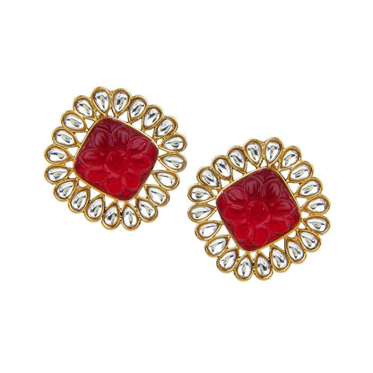 Traditional Kundan Earring by T4 Jewels Maroon T4 Jewels