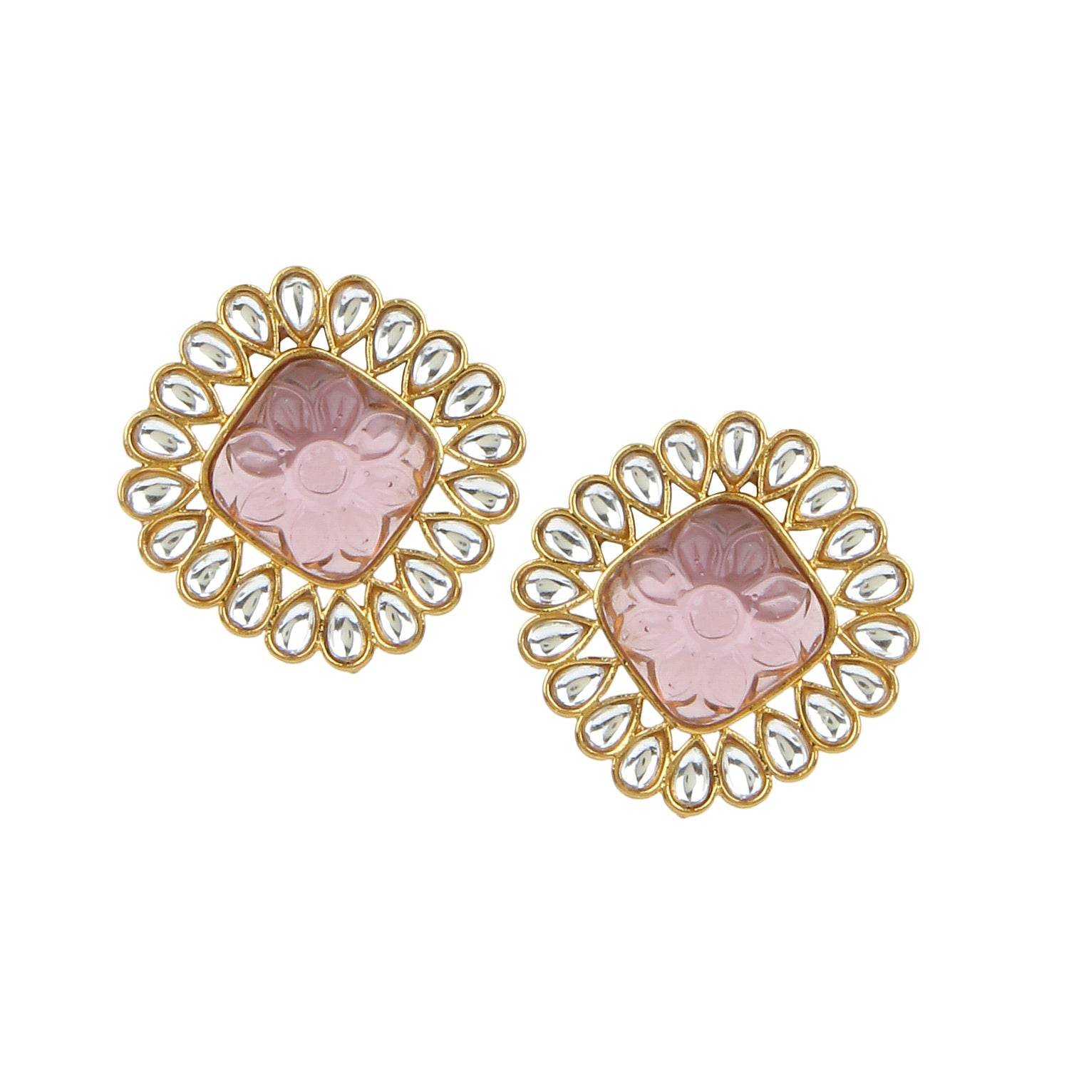 Traditional Kundan Earring by T4 Jewels Mauve T4 Jewels