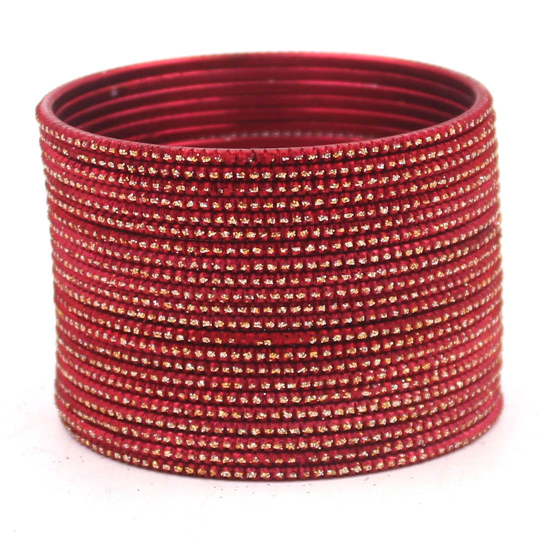 Set of 24 Glitter Bangles by T4 Jewels Maroon T4 Jewels
