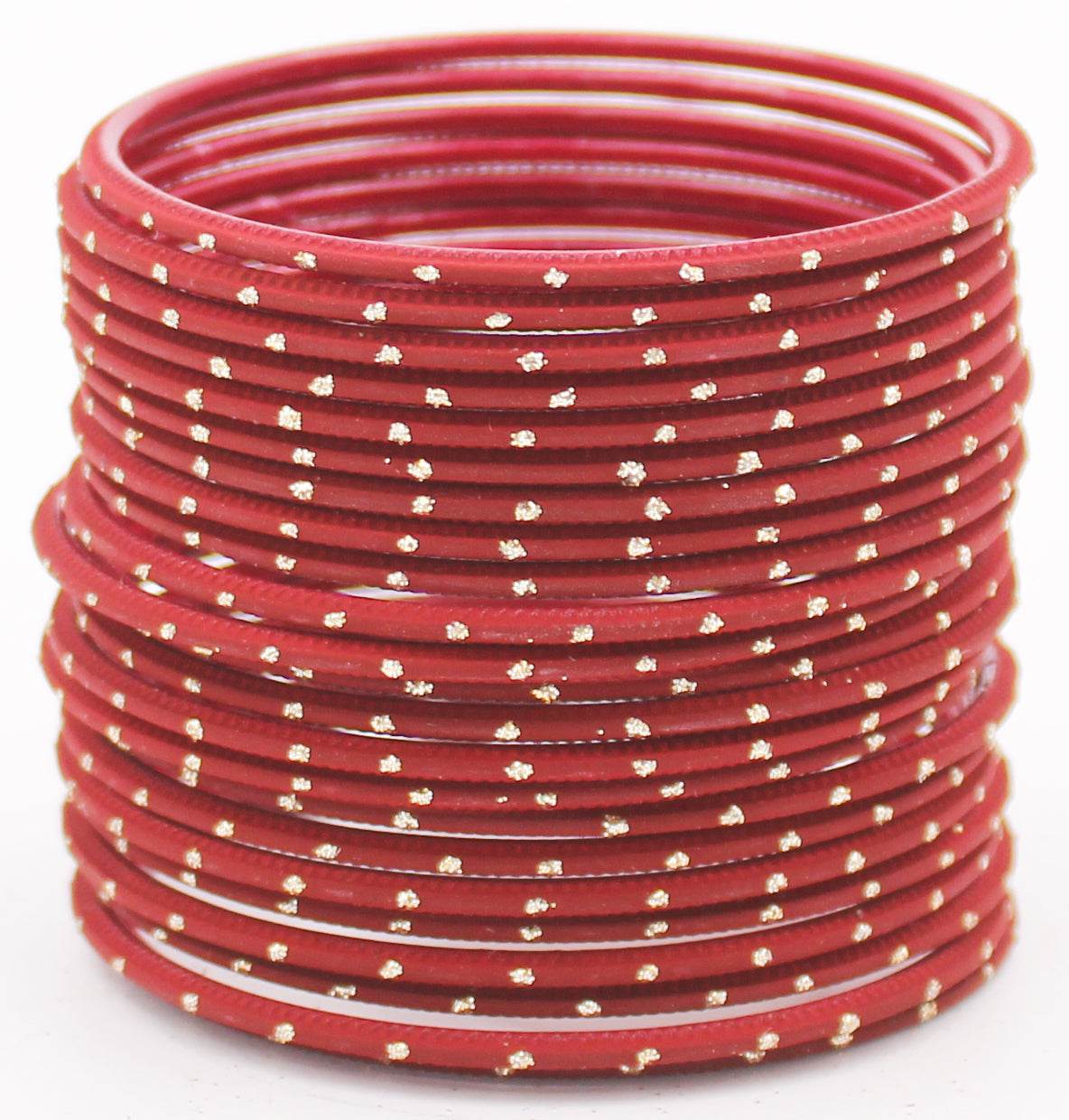 Set of 24 Plain Matte Textured Metal Bangles By T4 Jewels Maroon T4 Jewels