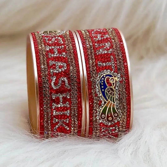 Kada with Name and Beautiful Peacock Design (Pack of 2) 2.8 T4 Jewels