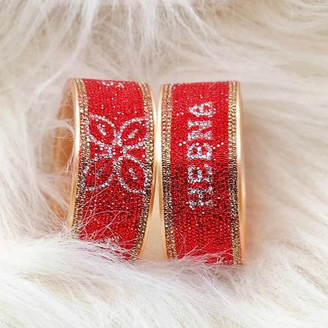Best Name Bangles Pair with Flower Design (Pack of 2) 2.8 T4 Jewels