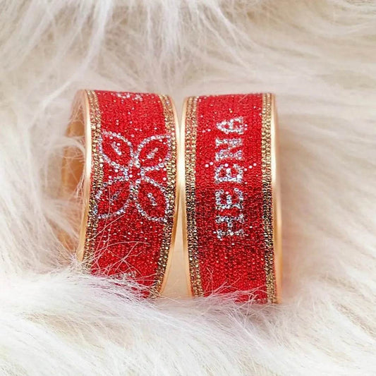 Best Name Bangles Pair with Flower Design (Pack of 2) 2.8 T4 Jewels