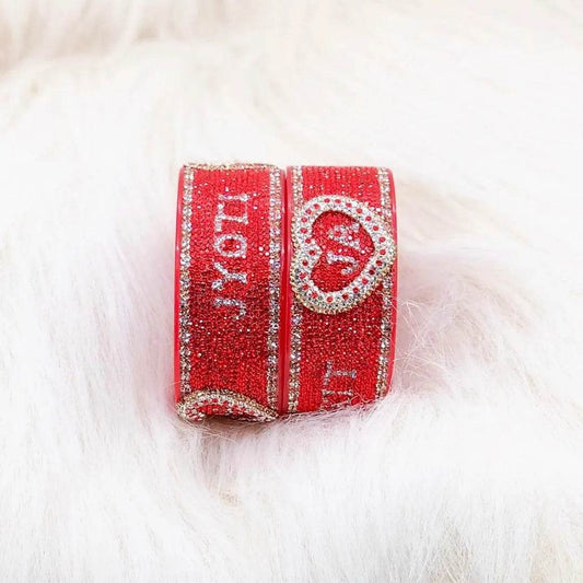 Best Name Kada Set with Initials on Heart Design (Pack of 2) T4 Jewels