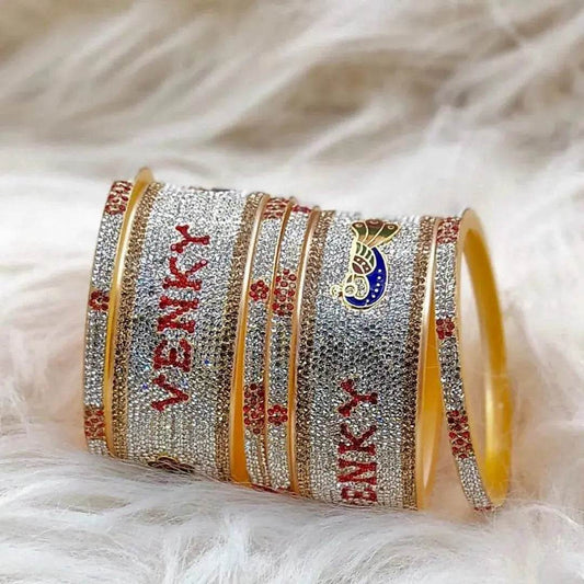 Personalized Name Bangles in Best Peacock Design (Pack of 6) 2.8 T4 Jewels
