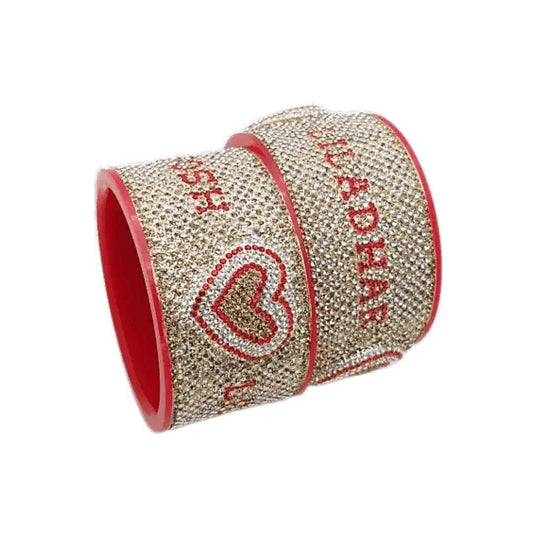 Couple Name Bangles with Beautiful Heart Design (Pack of 2) 2.8 T4 Jewels