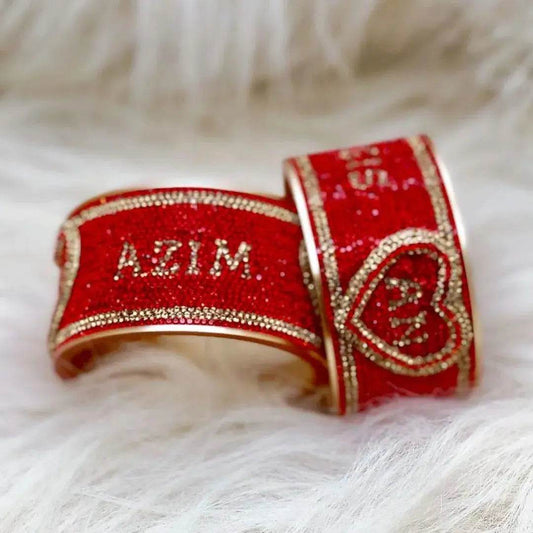Best Personalised Name Bangles with Initials in Heart (Pack of 2) 2.8 T4 Jewels