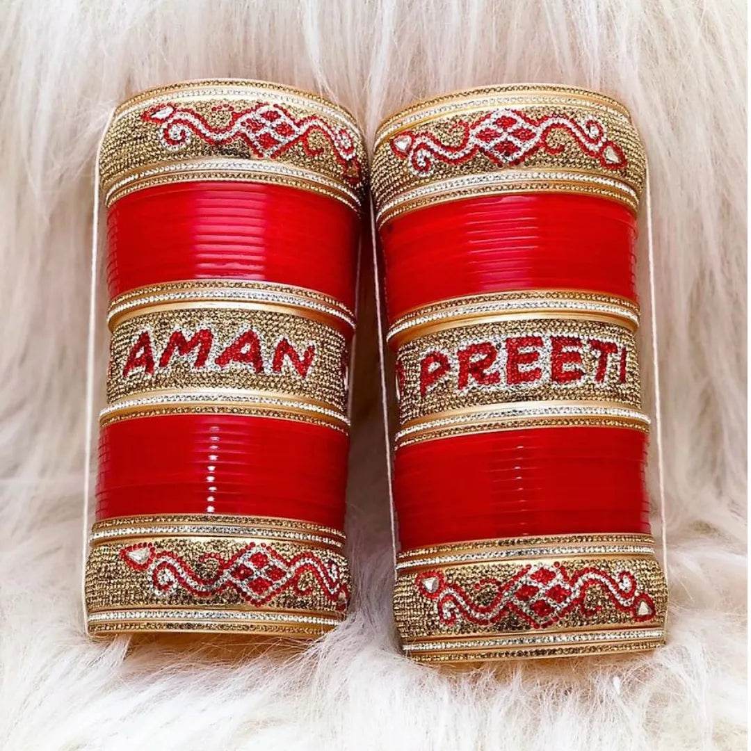 Best Punjabi Bridal Bangle Set With Name 2.8 T4 Jewels