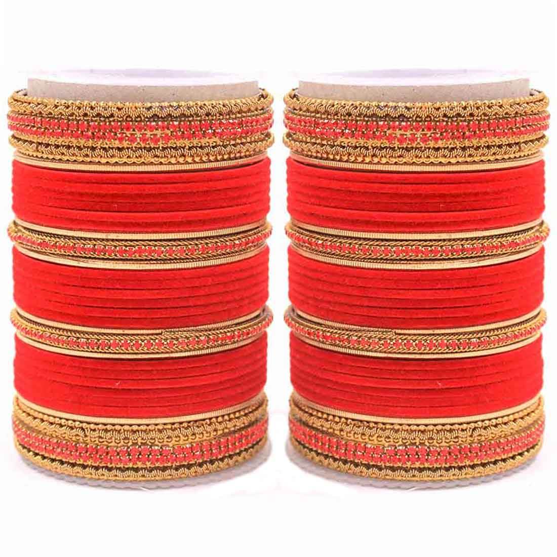 Traditional Brass based Bangle set by T4 Jewels for Both Hands Red T4 Jewels
