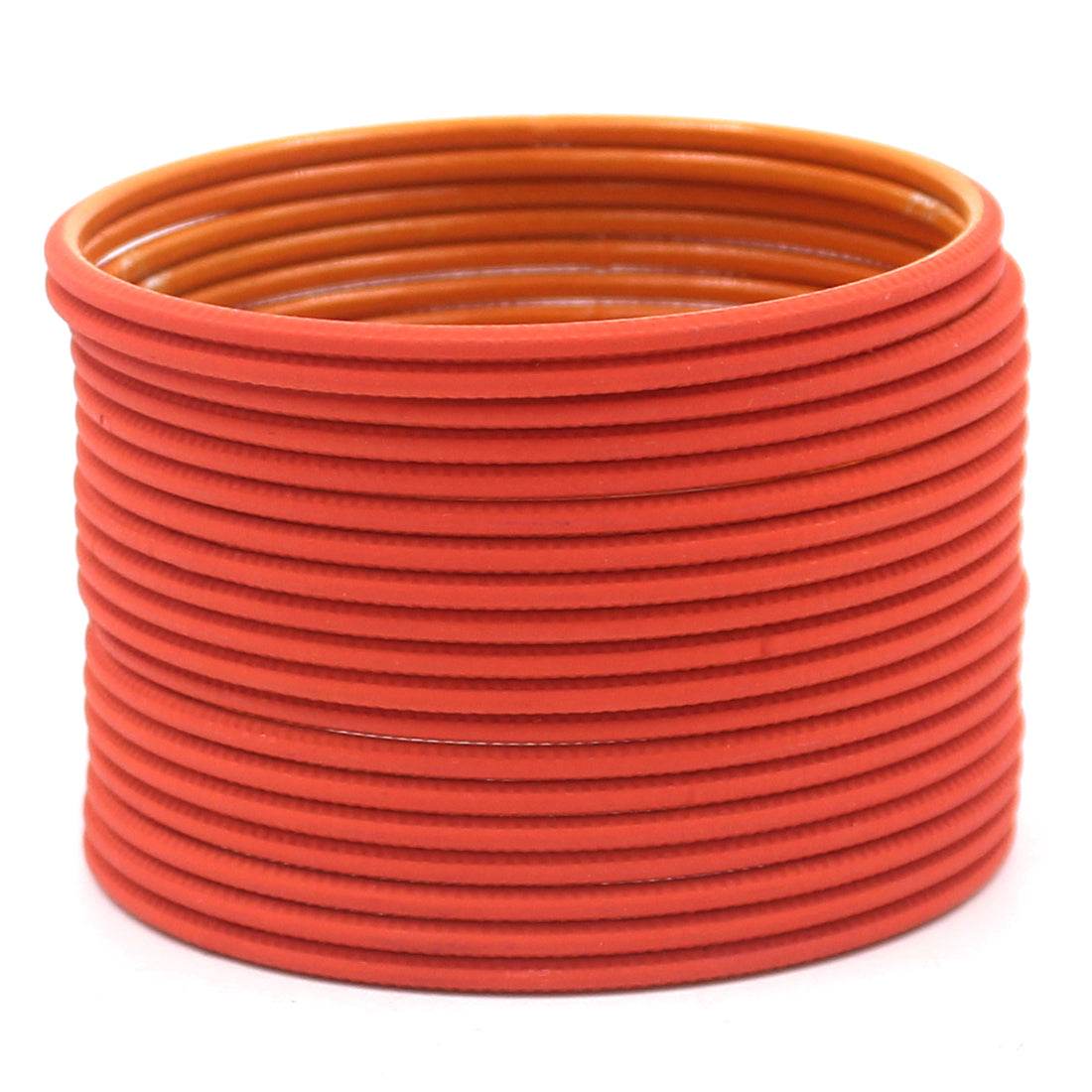 Set of 24 Matte Textured Bangles by T4 Jewels Orange T4 Jewels