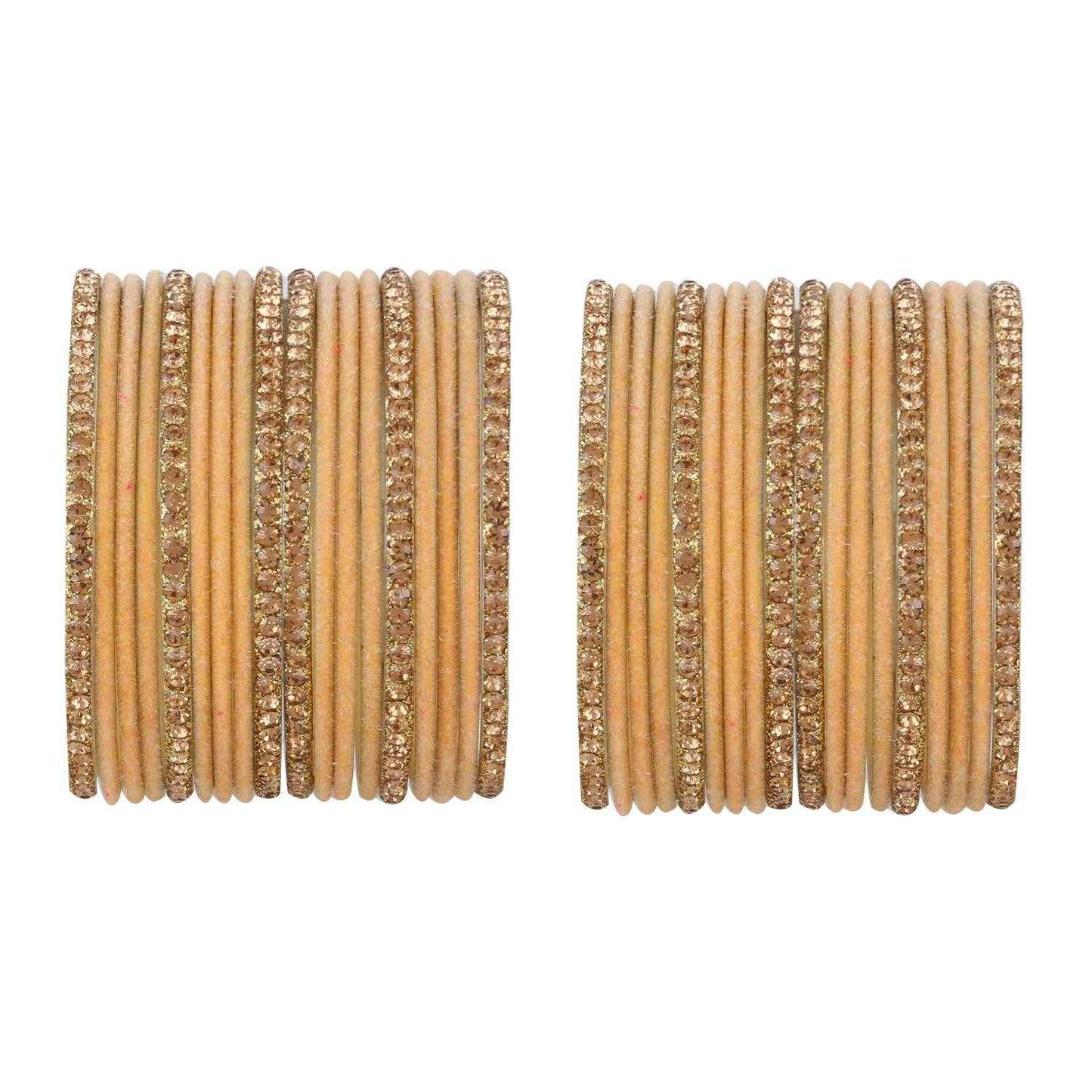 T4 Jewels Velvet Bangle Set With Golden Bangles-69