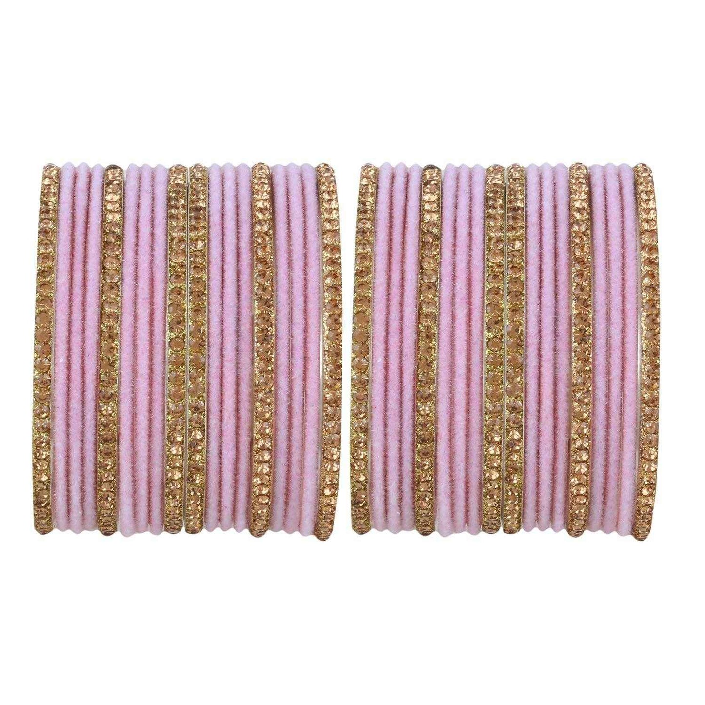 T4 Jewels Velvet Bangle Set With Golden Bangles-69