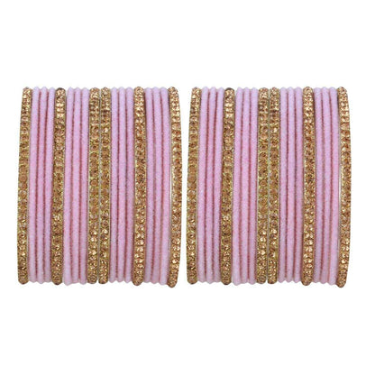 T4 Jewels Velvet Bangle Set With Golden Bangles-69