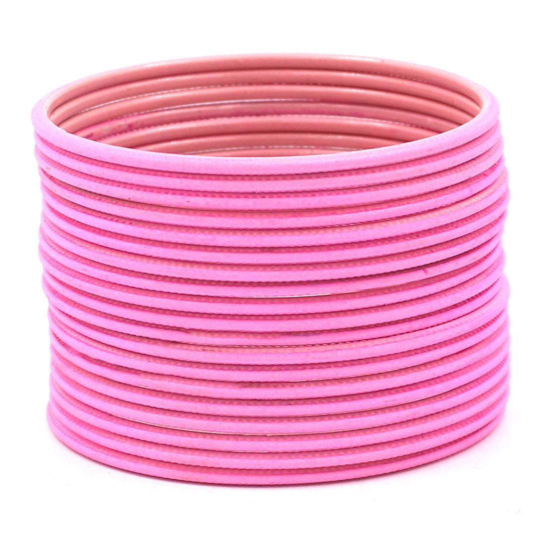 Set of 24 Matte Textured Bangles by T4 Jewels Pink T4 Jewels