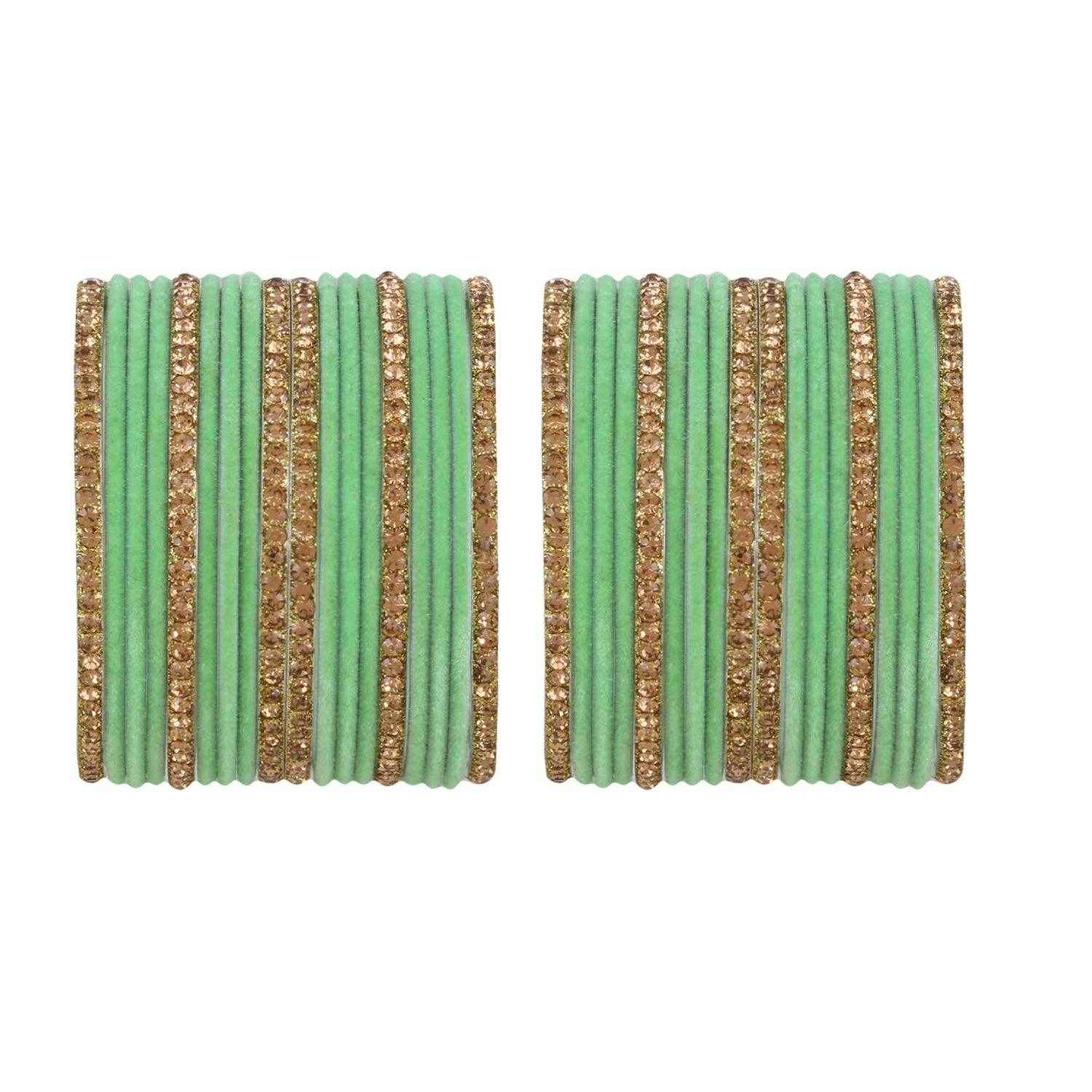 T4 Jewels Velvet Bangle Set With Golden Bangles-69