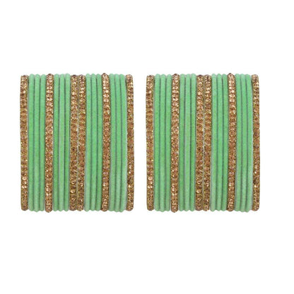 T4 Jewels Velvet Bangle Set With Golden Bangles-69
