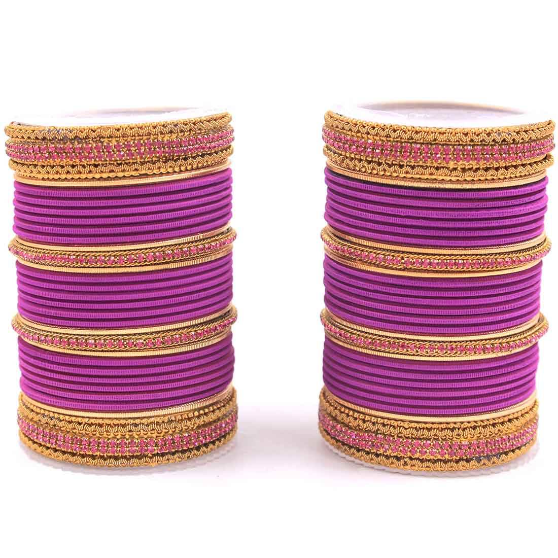 Traditional Brass based Bangle set by T4 Jewels for Both Hands Purple T4 Jewels