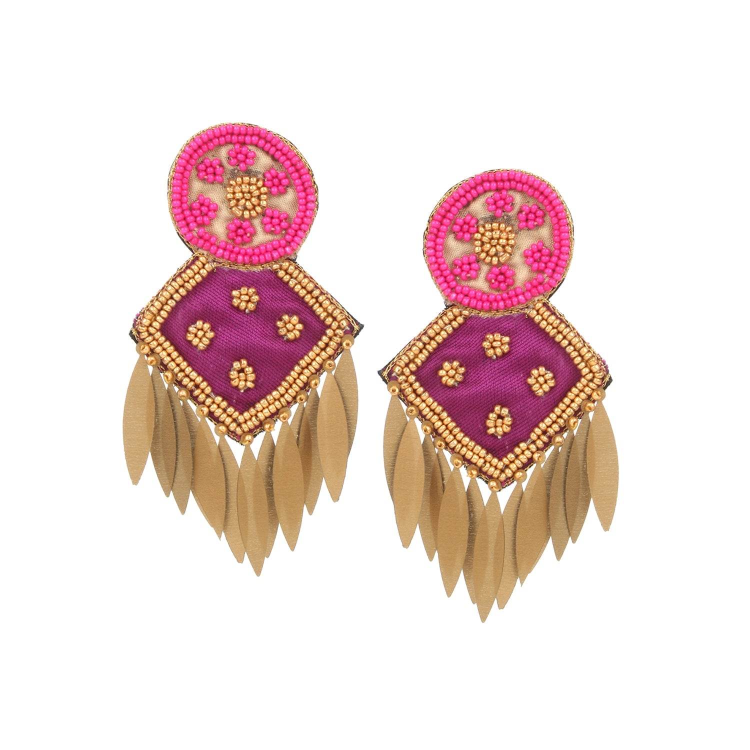Traditional Handmade Red-Green Jhumki Earring by T4 Jewels Purple T4 Jewels